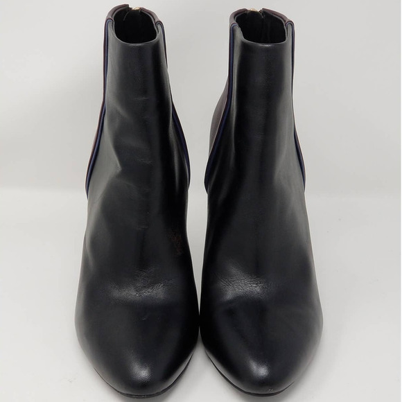 Cabi Bisset Bootie Size 8 Ankle Boots Block Heels Back Zip Two Tone Black Purple - Picture 5 of 9
